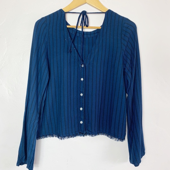 Cloth & Stone Button Stripped Back Top with tie - Picture 3 of 8